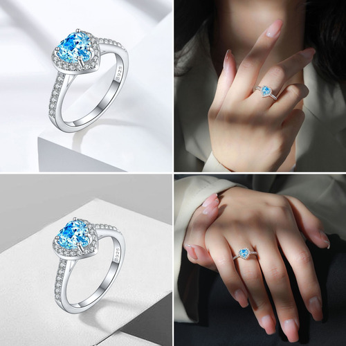 Anillo Compromiso Promesa Circonia Corazón Rosa Estuche