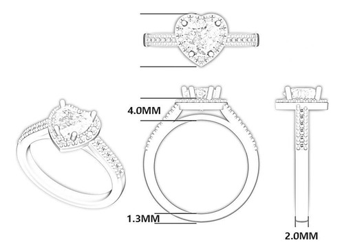 Anillo Compromiso Promesa Circonia Corazón Rosa Estuche