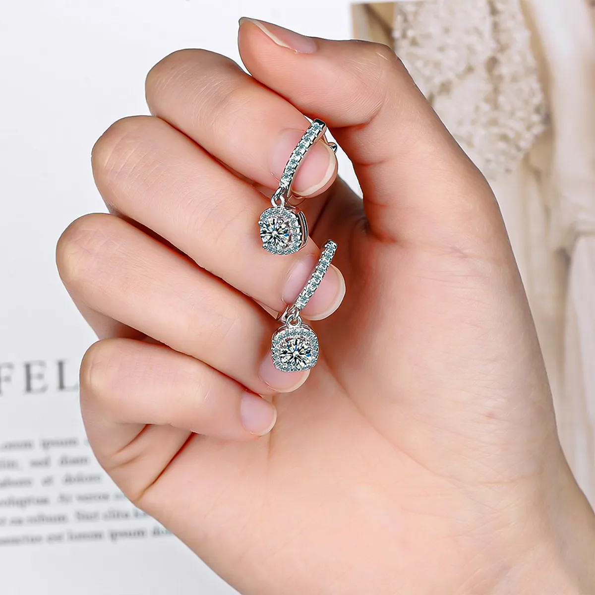 Arracadas Aretes De Joyeria Fina Plata 925 Para Mujer Moissanitae sin perforacion arete largos de moda colgantes para niñas Dama Perforación Regalo Novia Piercing