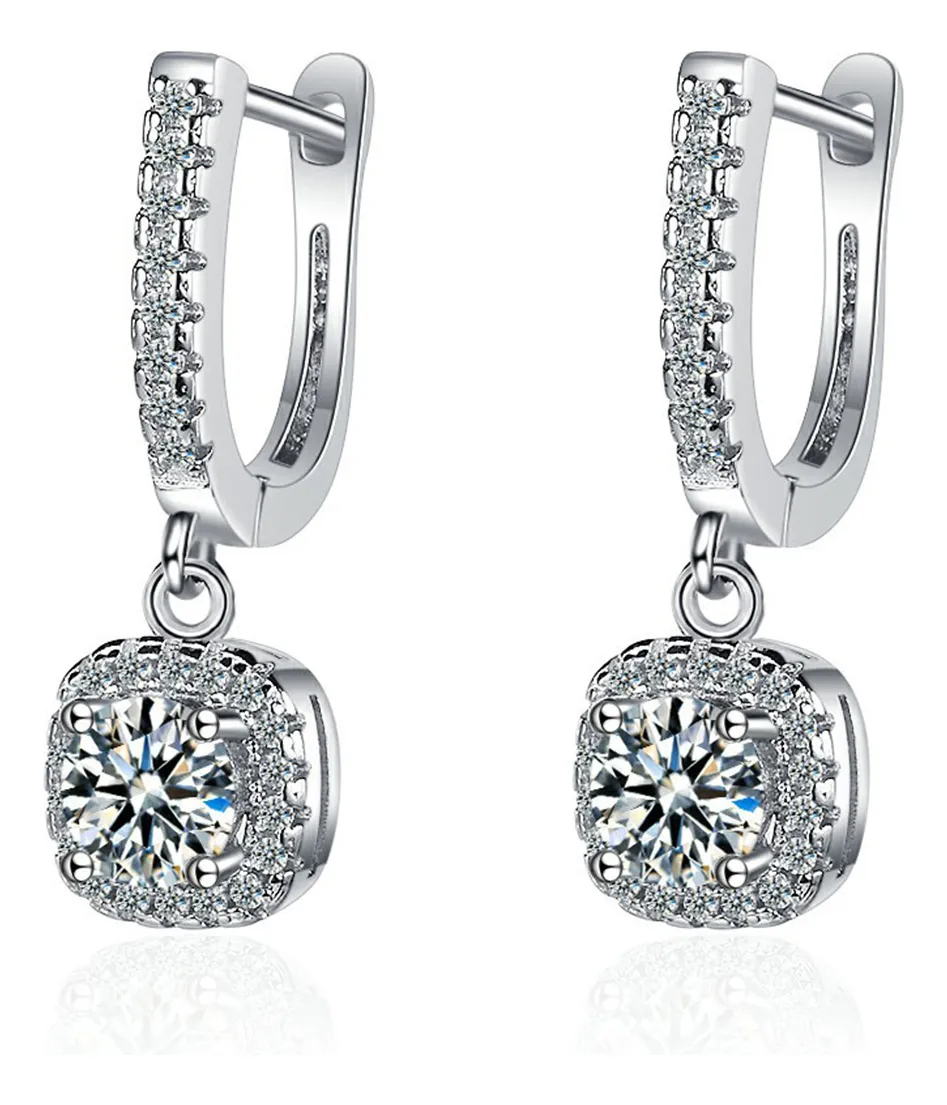Arracadas Aretes De Joyeria Fina Plata 925 Para Mujer Moissanitae sin perforacion arete largos de moda colgantes para niñas Dama Perforación Regalo Novia Piercing