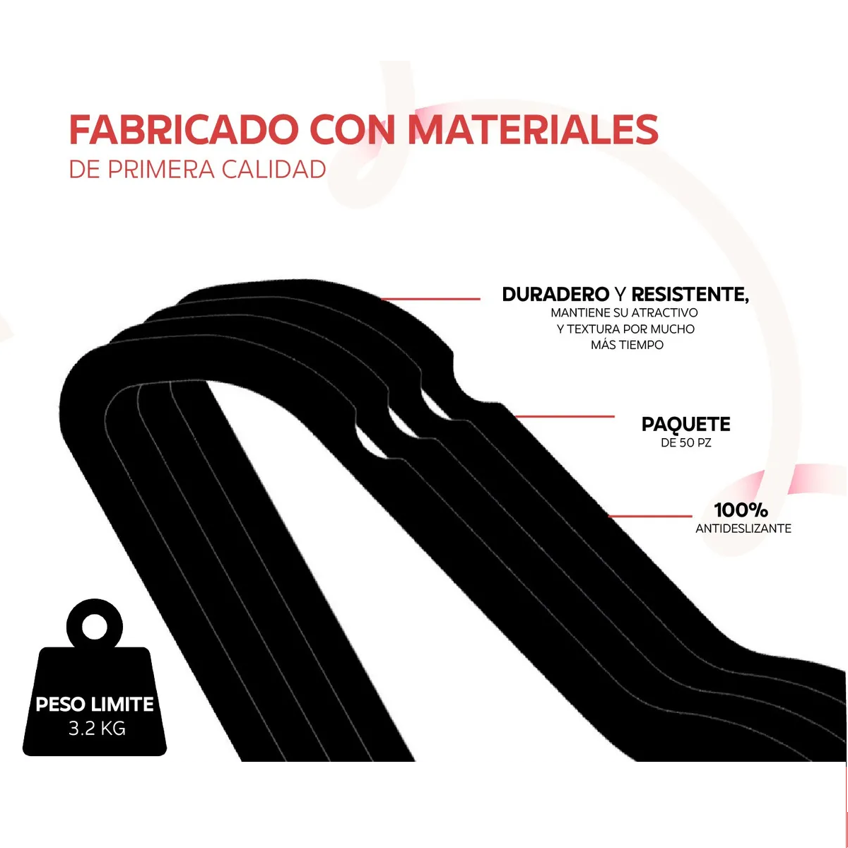 Set 50 Ganchos Terciopelo Para Ropa Antideslizantes