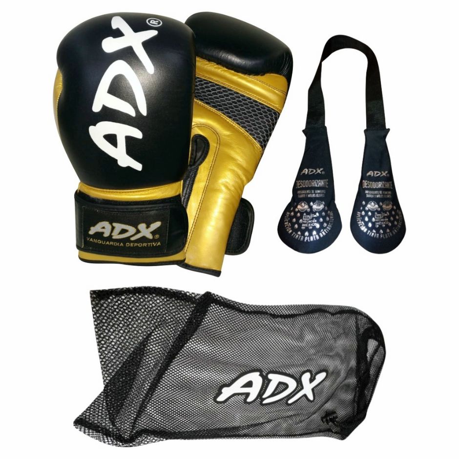 Guante de Box Adx en Piel para Entrenamiento Gold/Black
