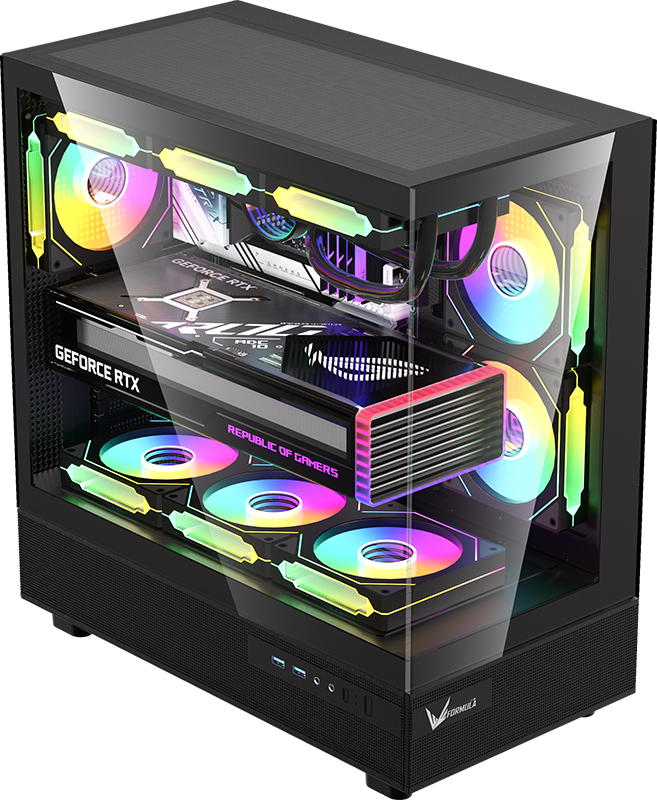  GABINETE FORMULA V LINE CRYSTAL Z8 COSMIC NEGRO S/FUENTE CRISTAL M-ATX USB-C