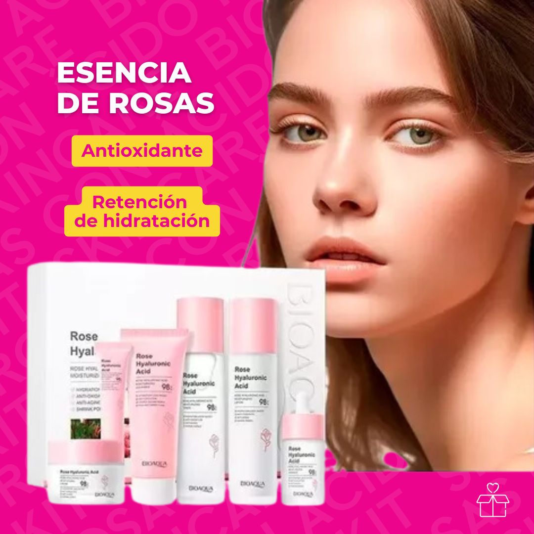 Set 6 Piezas Bioaqua Skincare Con Extracto De Rosas