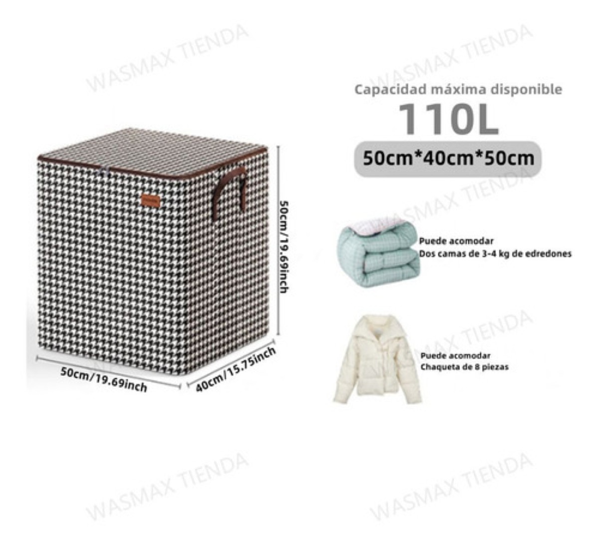 6 Pcs Bolsas Almacenamiento Guardar Cajas Para Ropa Edredone nrgro/blanco