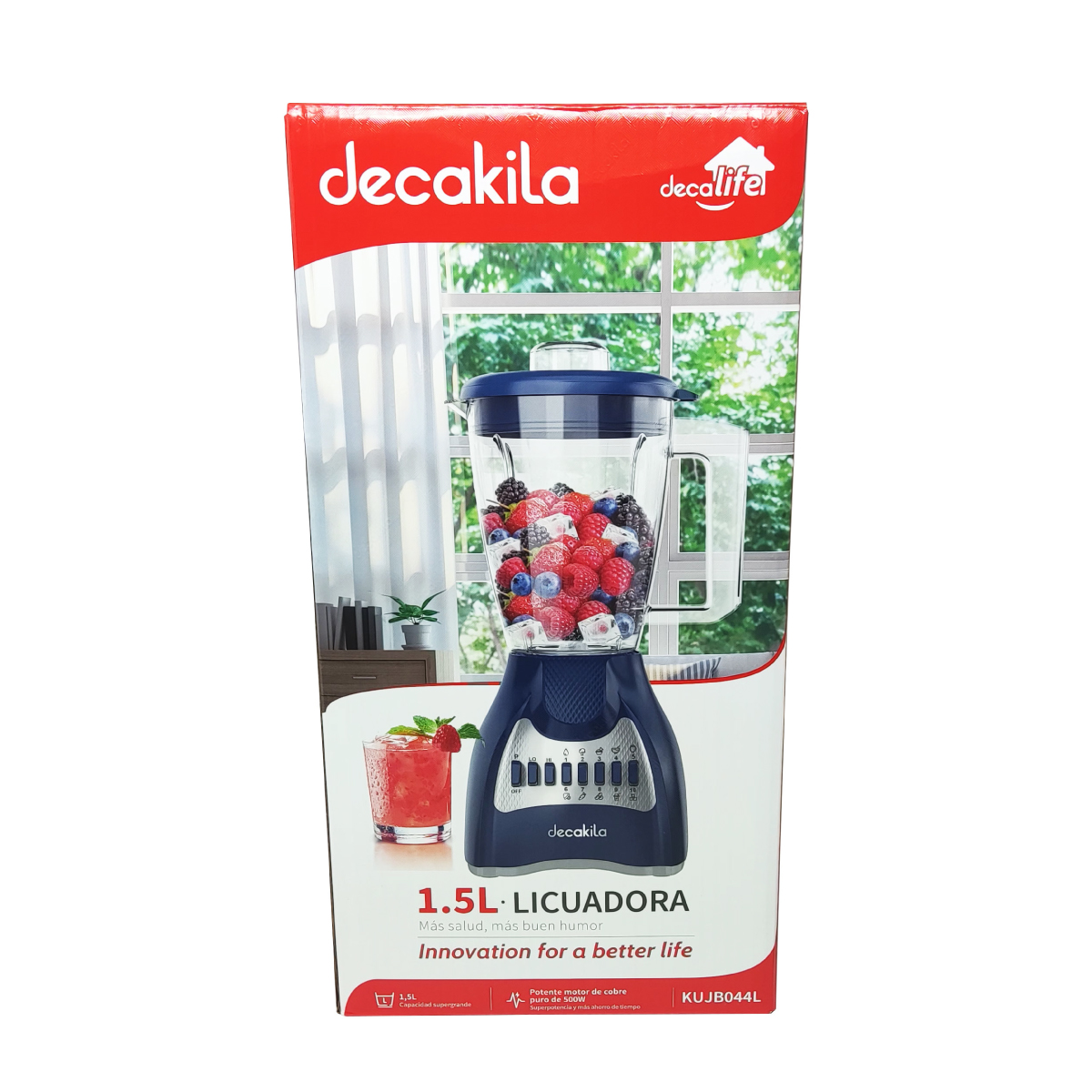 Licuadora 10 Velocidades Vaso Plástico Azul Decakila KUJB044L
