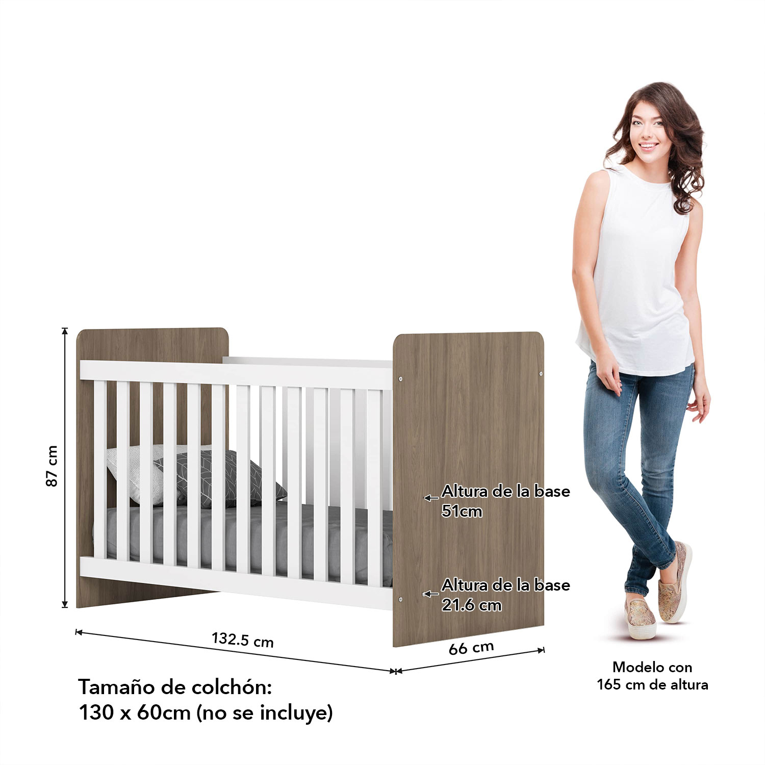 Cuna para Bebé o Niño Bossa Laberinto color Rústico/Blanco