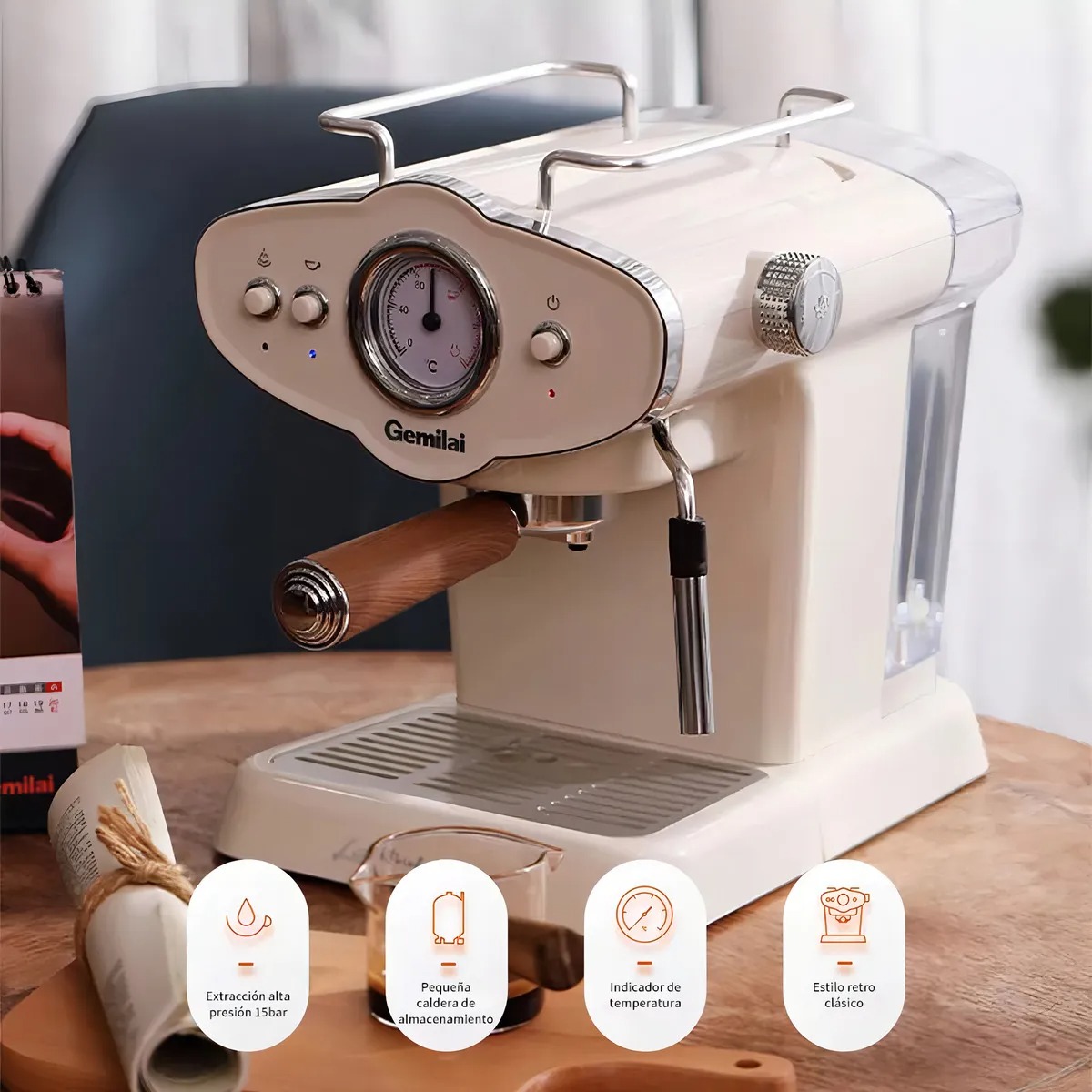 Cafetera Portátil Semiautomática Crm-3017 1100w,cafetera electrica portatil cafetera expreso Blanco