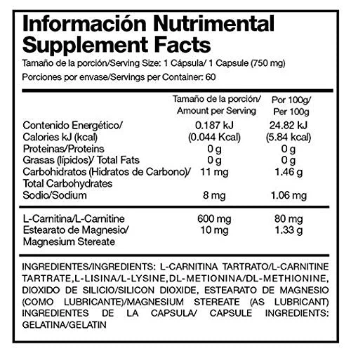 caducidad l carnitina Suplemento Alimenticio Forzagen premiun L-carnitina 60 cpsulas Cpsulas de L-carnitina Hbn con