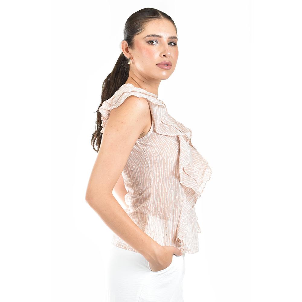 Blusa de chifon con olanes Roman Fashion /Juvenil, 2669 (Palo de rosa)
