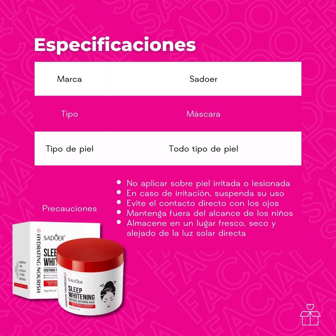 Mascarilla Para Dormir Ácido Kójico Sadoer