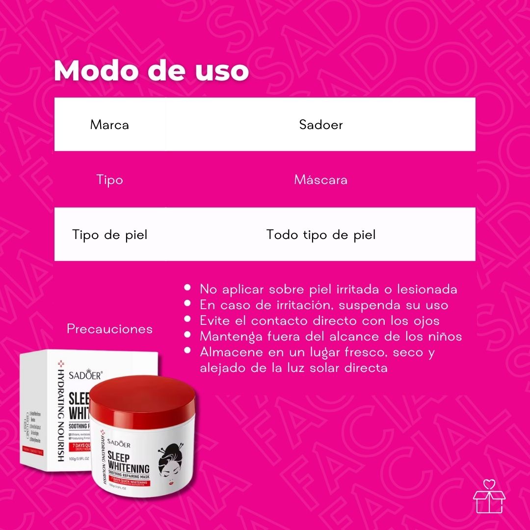 Mascarilla Para Dormir Ácido Kójico Sadoer
