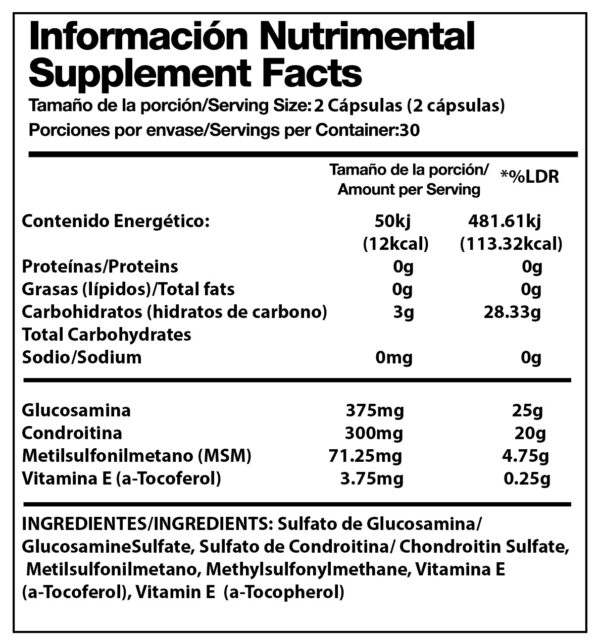G+C Alpha Nutrition 60 Caps 750mg Glucosamina Condroitina Articulaciones