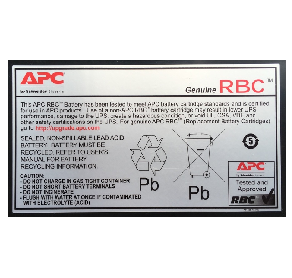 APC Batería de Reemplazo para UPS Cartucho #55 RBC55, 2 Piezas. 