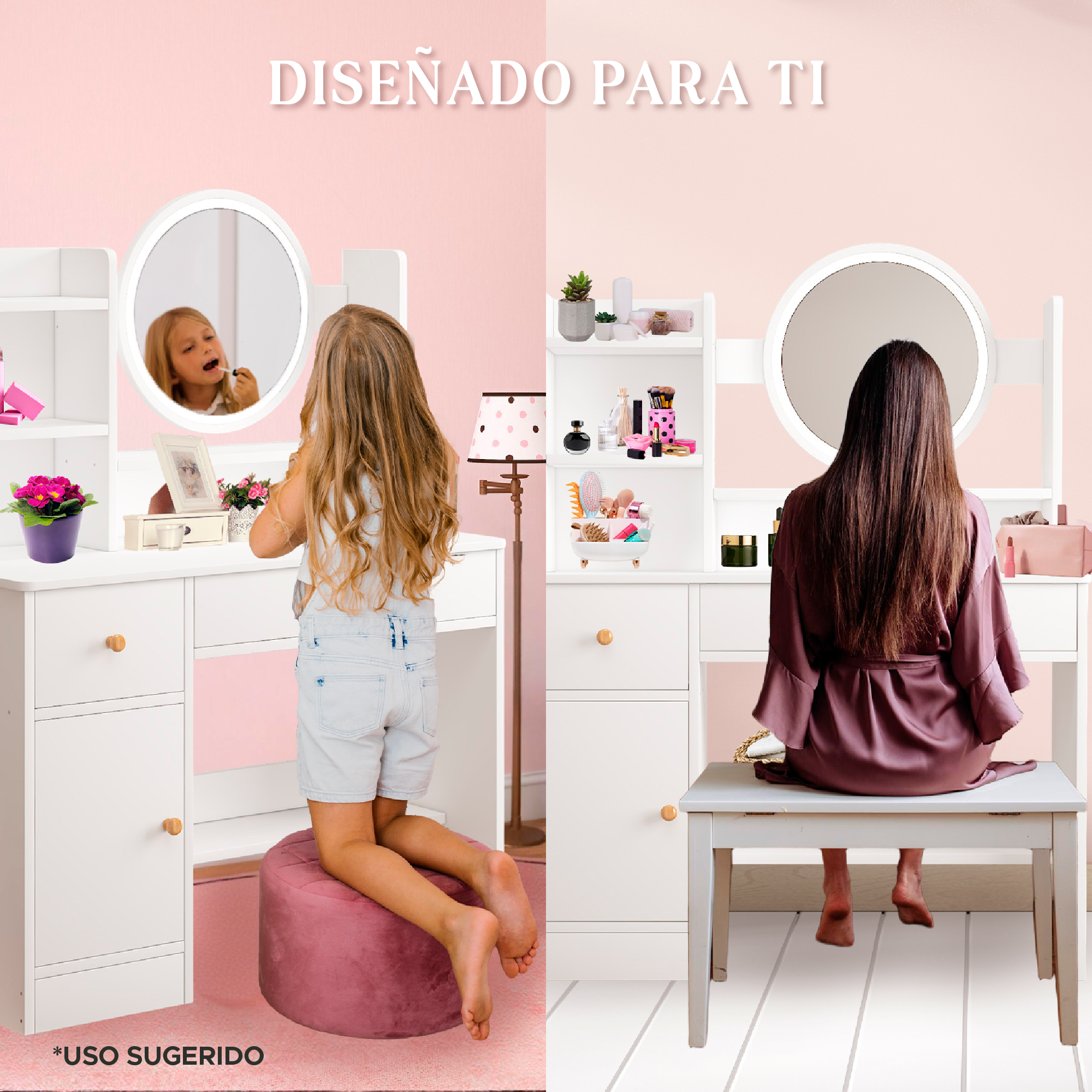 Escritorio Tocador Vanity Blanco Infantil -ELLY