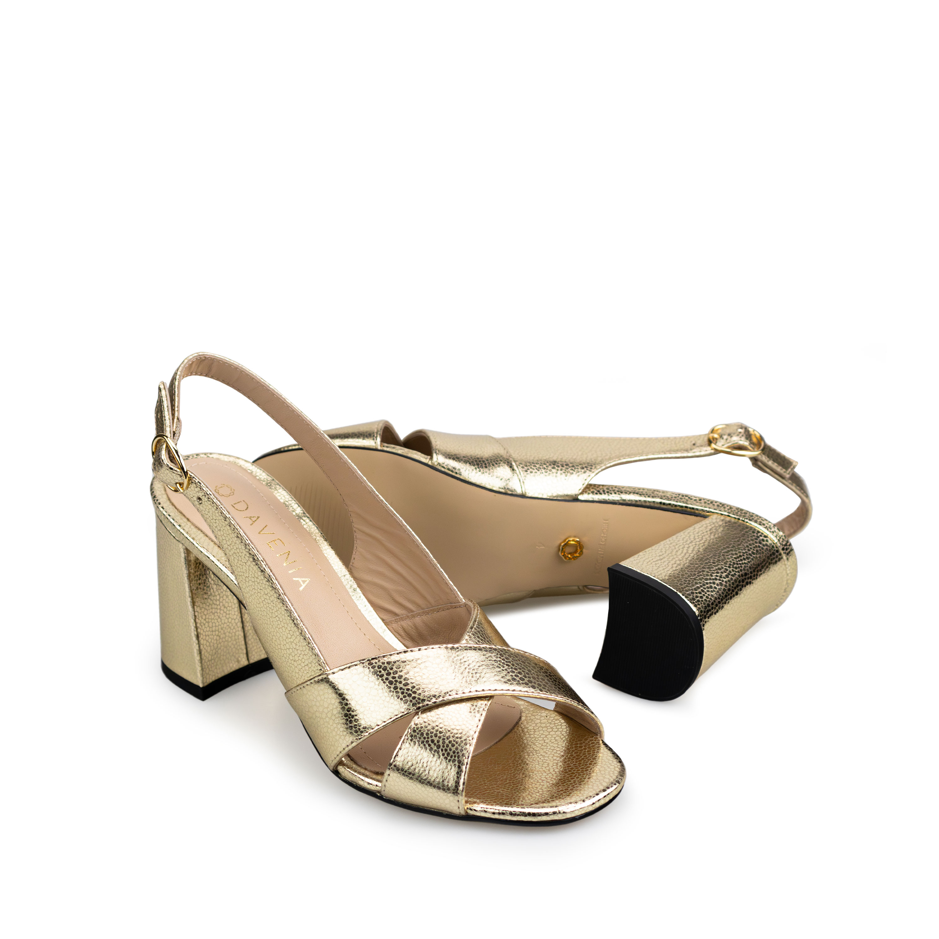 Zapatillas De Tacón Davenia De Piel Sandalia De Tacón Para Dama Mod. Claudia