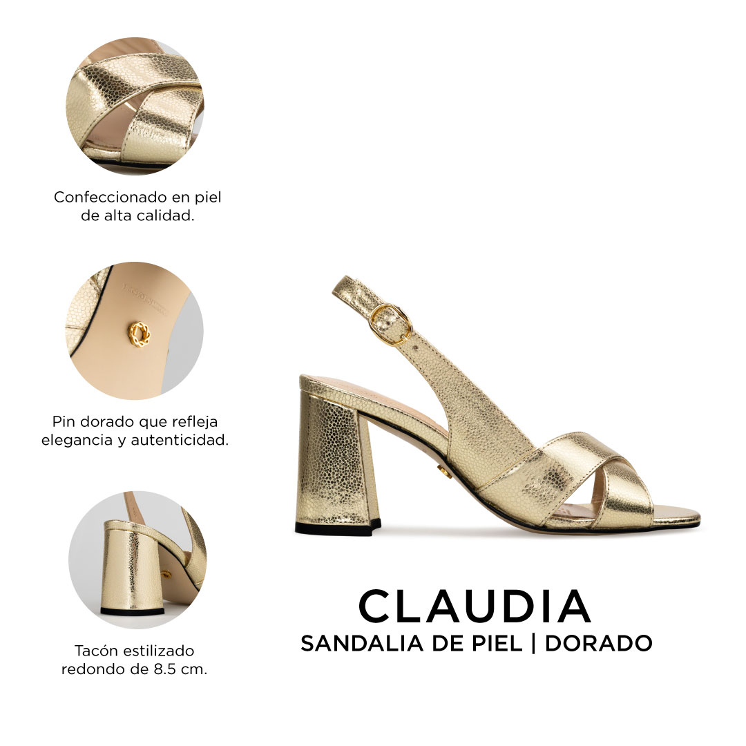 Zapatillas De Tacón Davenia De Piel Sandalia De Tacón Para Dama Mod. Claudia