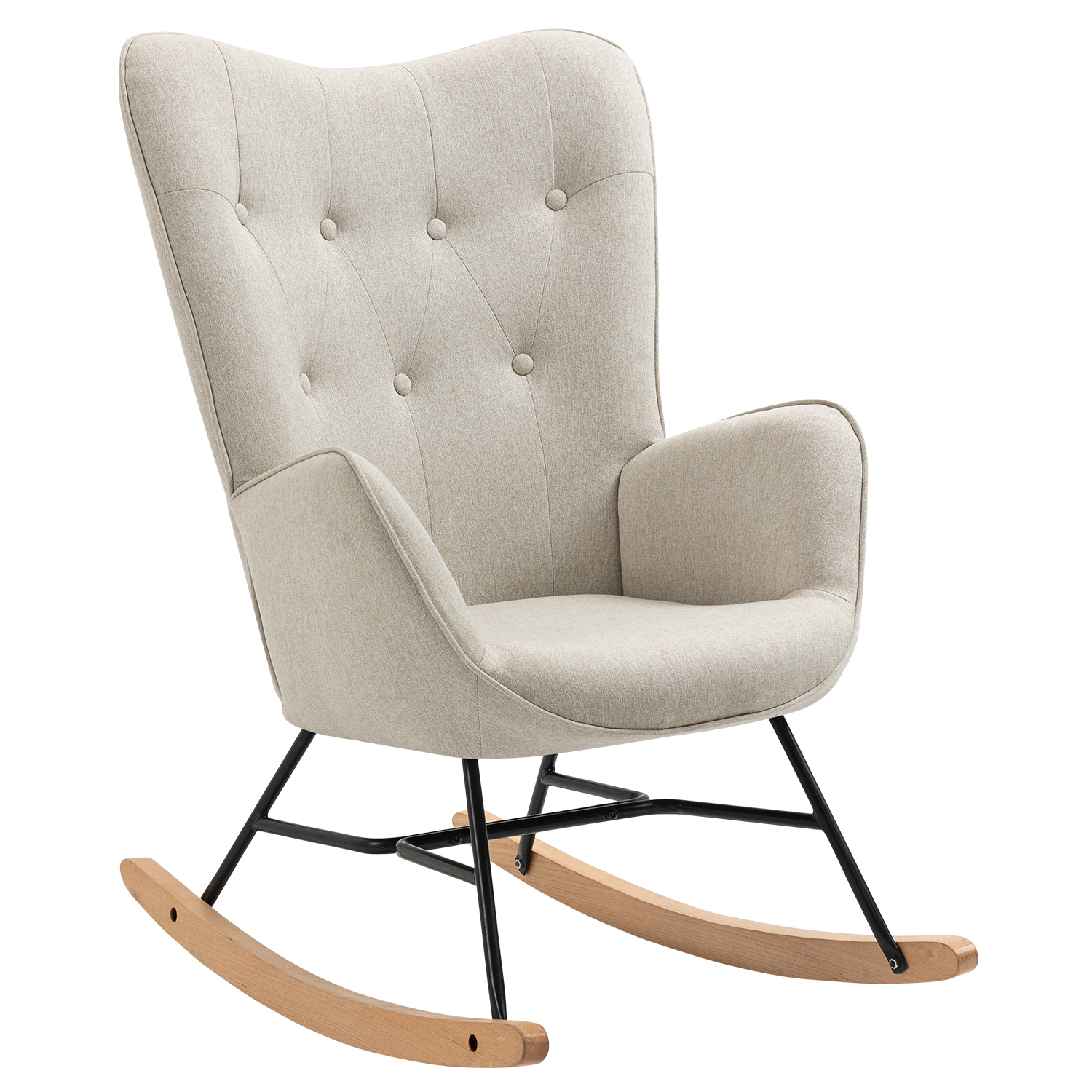 Mecedora Moderna Sillón Silla Comedor Tapizado Tela Color de la estructura de la silla Beige
