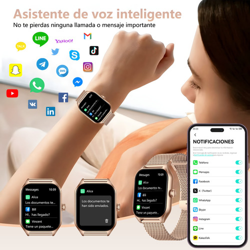 Smartwatch Reloj Inteligente Mujer 1.85 Llamada Bluetooth