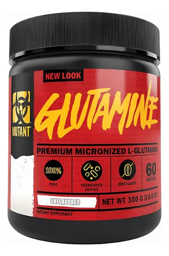 Glutamine Mutant L-Glutamina 300g 60 Serv Apoyo Muscular y Recuperación