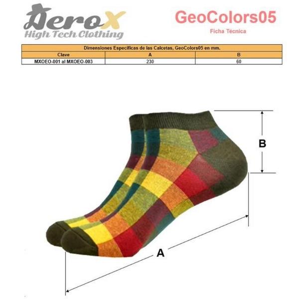 Calcetas de figuras elegantes MXOEO-001 1Paq 6Pares 6-12,5US Figuras Geometría Calcetines Tubo Corto Poliéster, GeoColors05