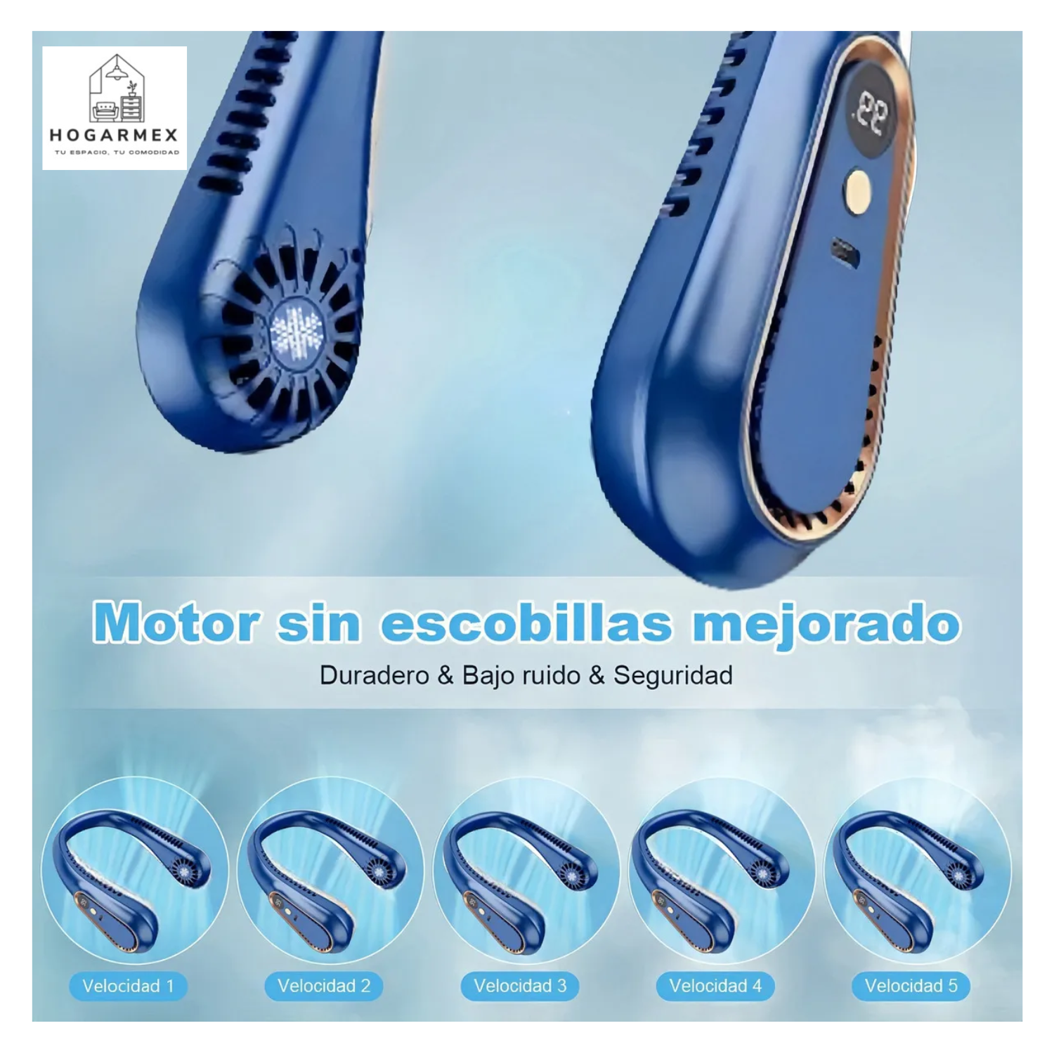 Ventilador Portátil Para Cuello 5 Velocidades De Viento
