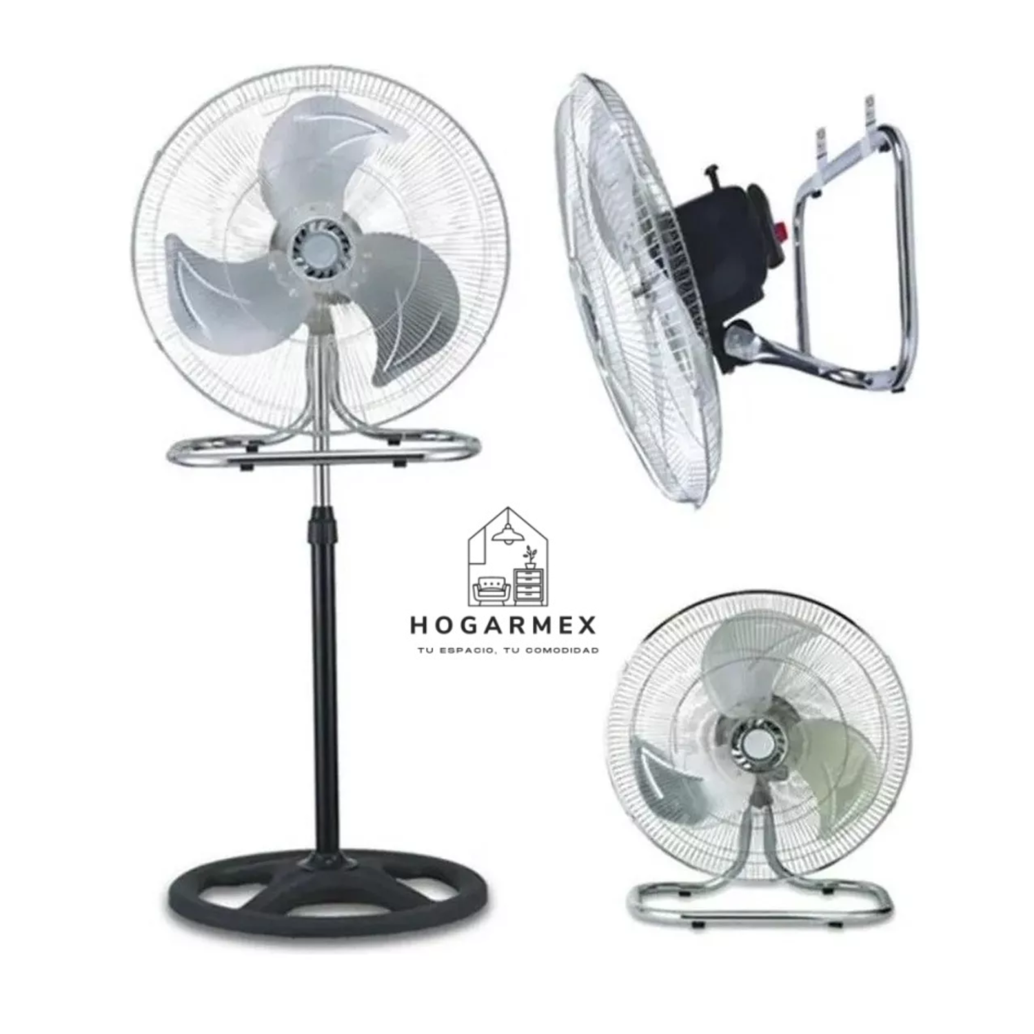 Ventilador 3 En 1 Negro Con 3 Aspas De Metal