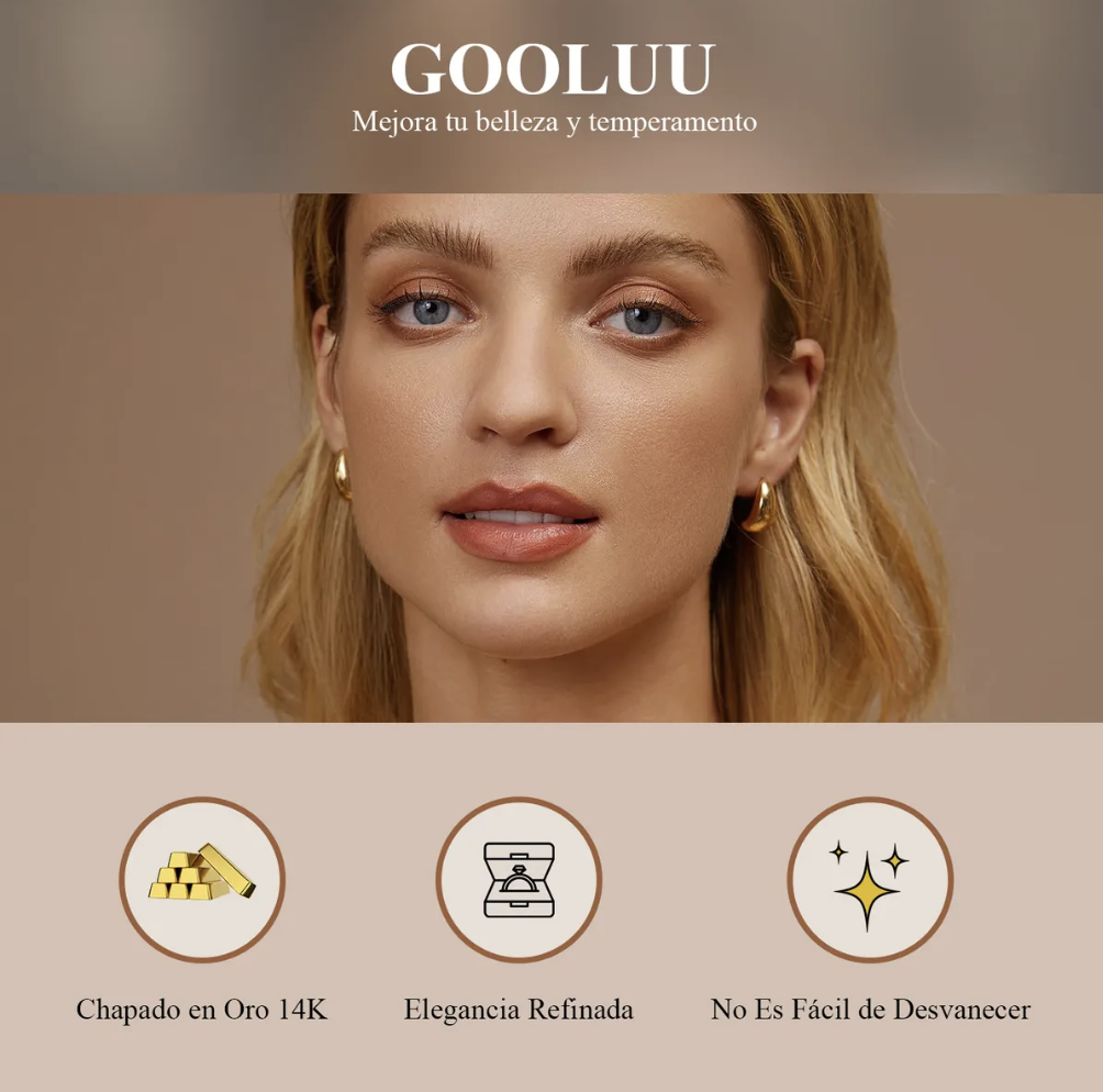 6 Pares Aretes De Oro 14k Mujer Arracadas Huggies Moda