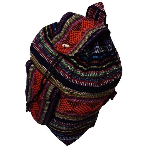 Mochilas Tejidas MXIHU-001 1 Pza 10Kg NaranjaMoradoNegro Hechas a Mano HiloEstambre, CihuaColors