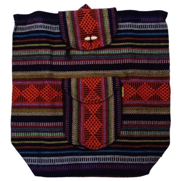 Mochilas Tejidas MXIHU-001 1 Pza 10Kg NaranjaMoradoNegro Hechas a Mano HiloEstambre, CihuaColors