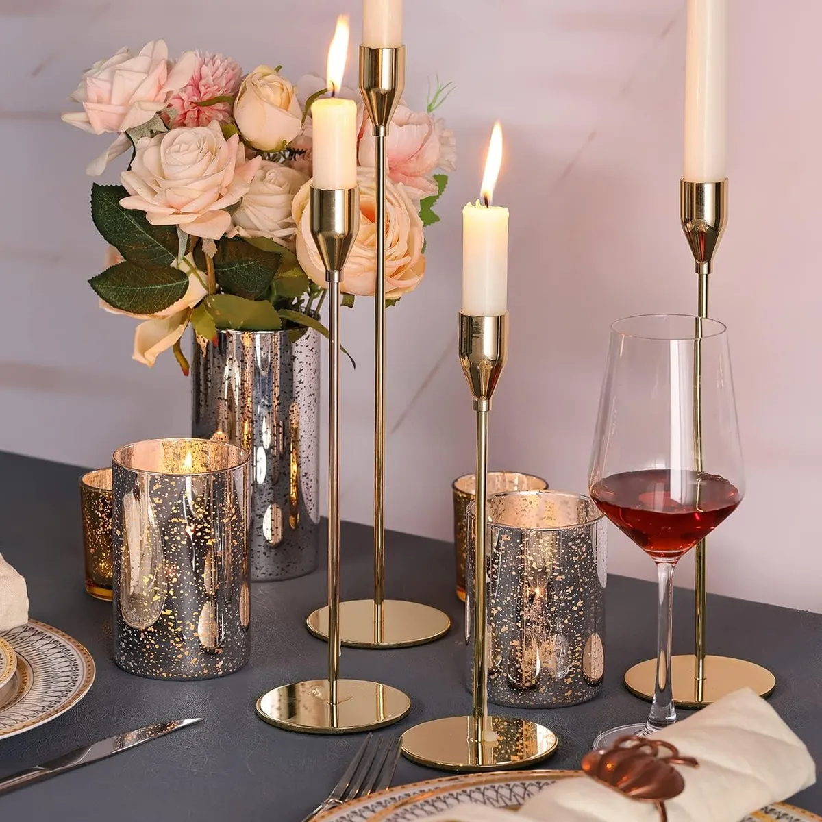 3pzs Candelabros Para Boda Comedor Metalico Mesa Decorativo
