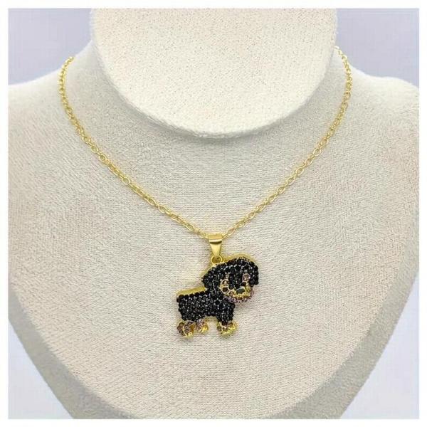 Colgantes con Dije Rottweiler MXCKE-001 1Pza Rottweiler Negro Metal Cadena y Dije, DogNeck15