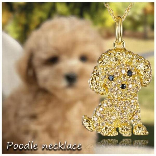 Collares para Regalar MXENG-001 1Pza Poodle Dorado Metal Cadena y Dije, DogNeck22