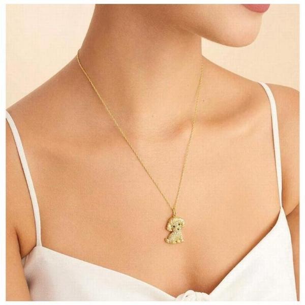Collares para Regalar MXENG-001 1Pza Poodle Dorado Metal Cadena y Dije, DogNeck22