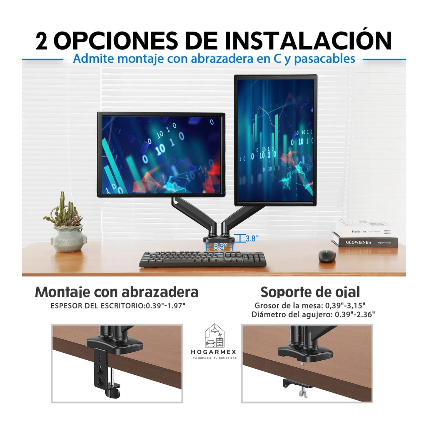Base Doble Ergonomica Para Monitor Negro