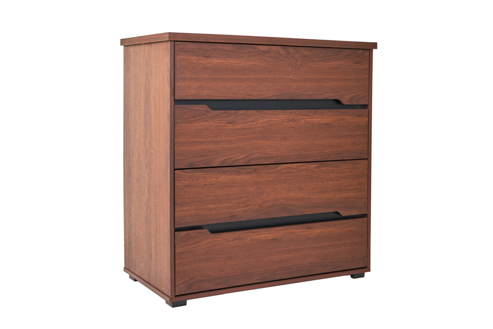 Cómoda Cajonera de 4 Cajones Color Nogal - Madera MDF y Melamina