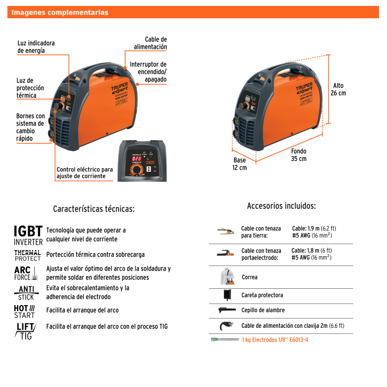 Soldadora Inversora, 130 A, 127 V/220 V, Truper 11787