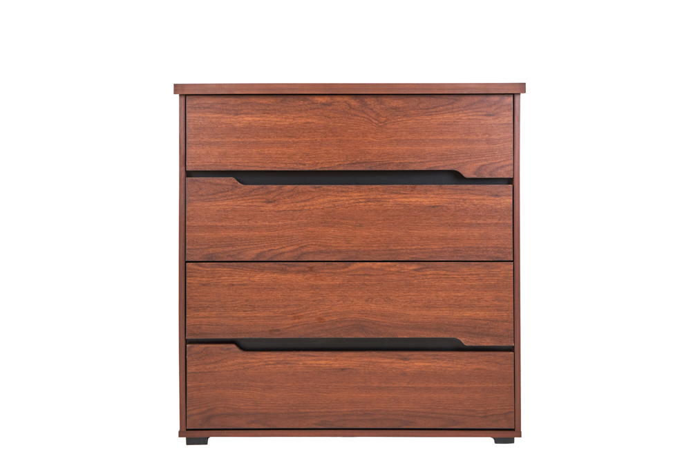 Cómoda Cajonera de 4 Cajones Color Nogal - Madera MDF y Melamina