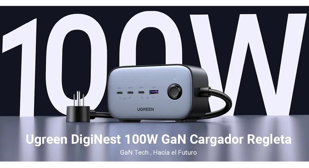 Cargador de Escritorio y Tomacorriente Múltiple 40896 UGREEN 3 Puertos USB-C 1 Puertos USB-A 3 Tomacorriente de CA
