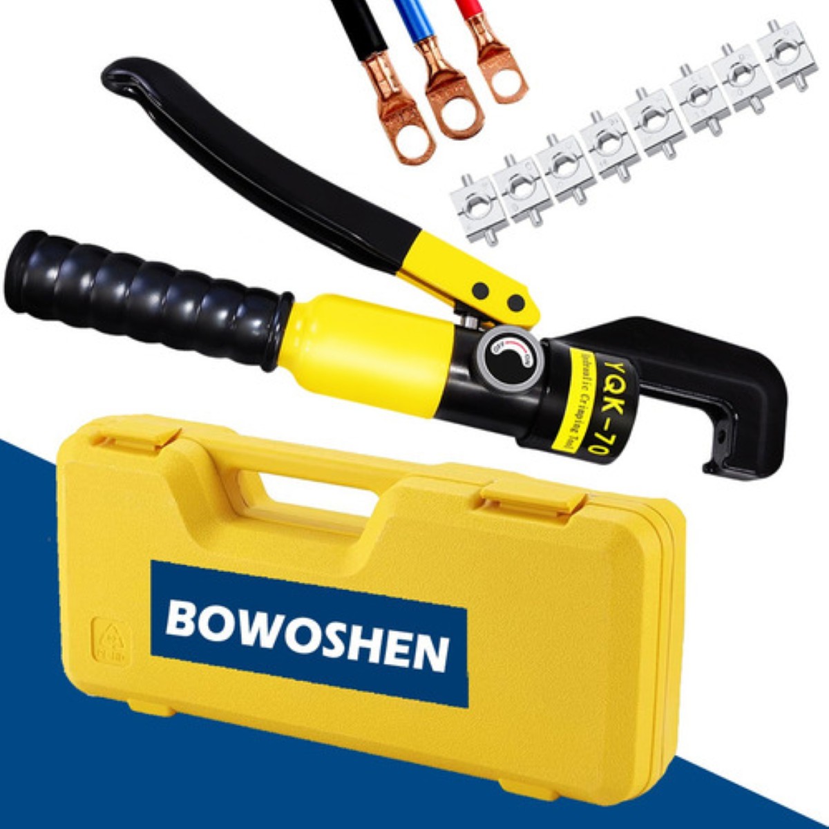 Ponchadora Pinza Hidráulica 6t Juego 20pzs Con 8 Pares Dados AMARILLO