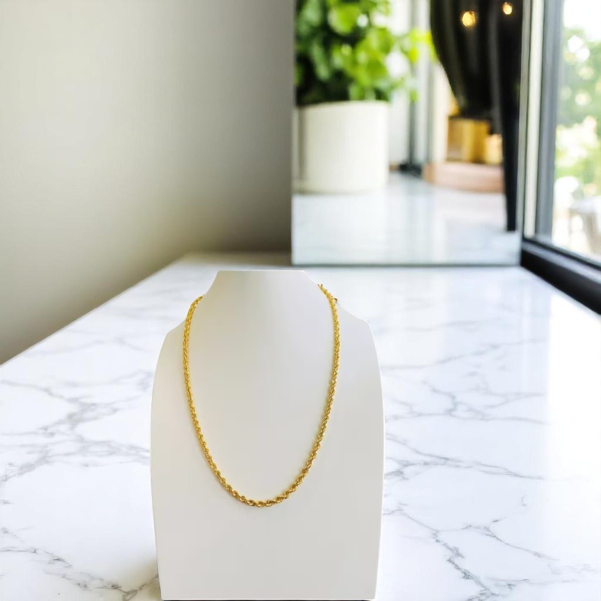 Cadena Estilo Torzal De 65 cm X 5 mm Oro De 14k + Obsequio