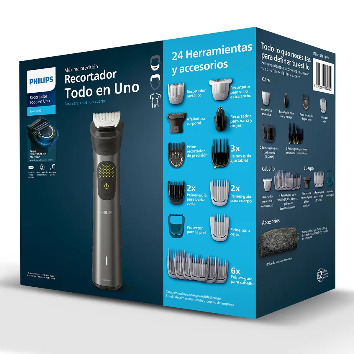 Recortadora Philips MG9525/21 Todo en Cara, Cabello y Cuerpo