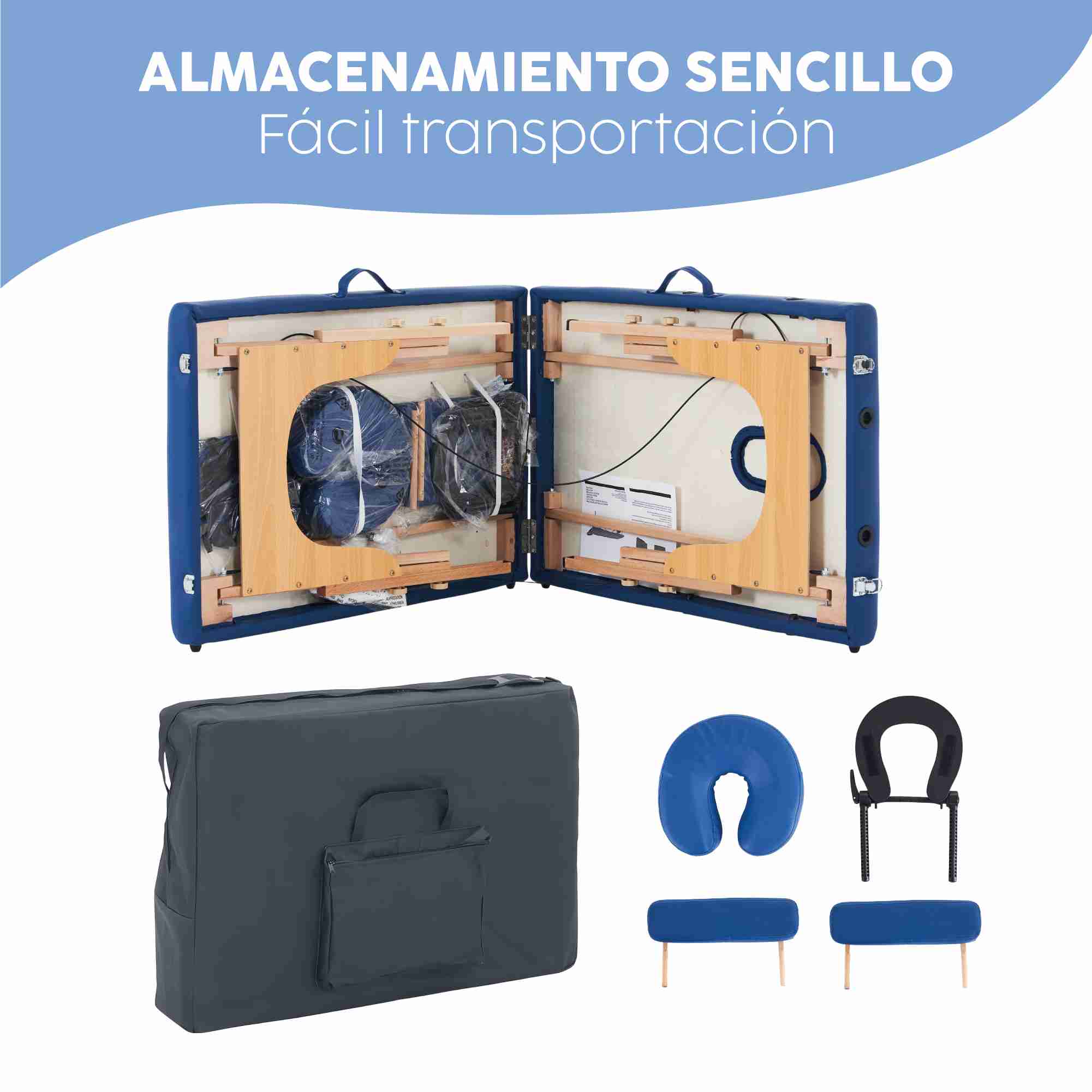 Cama Para Masajes, Spa, Tatuajes Y Terapia Física, Estuche Azul