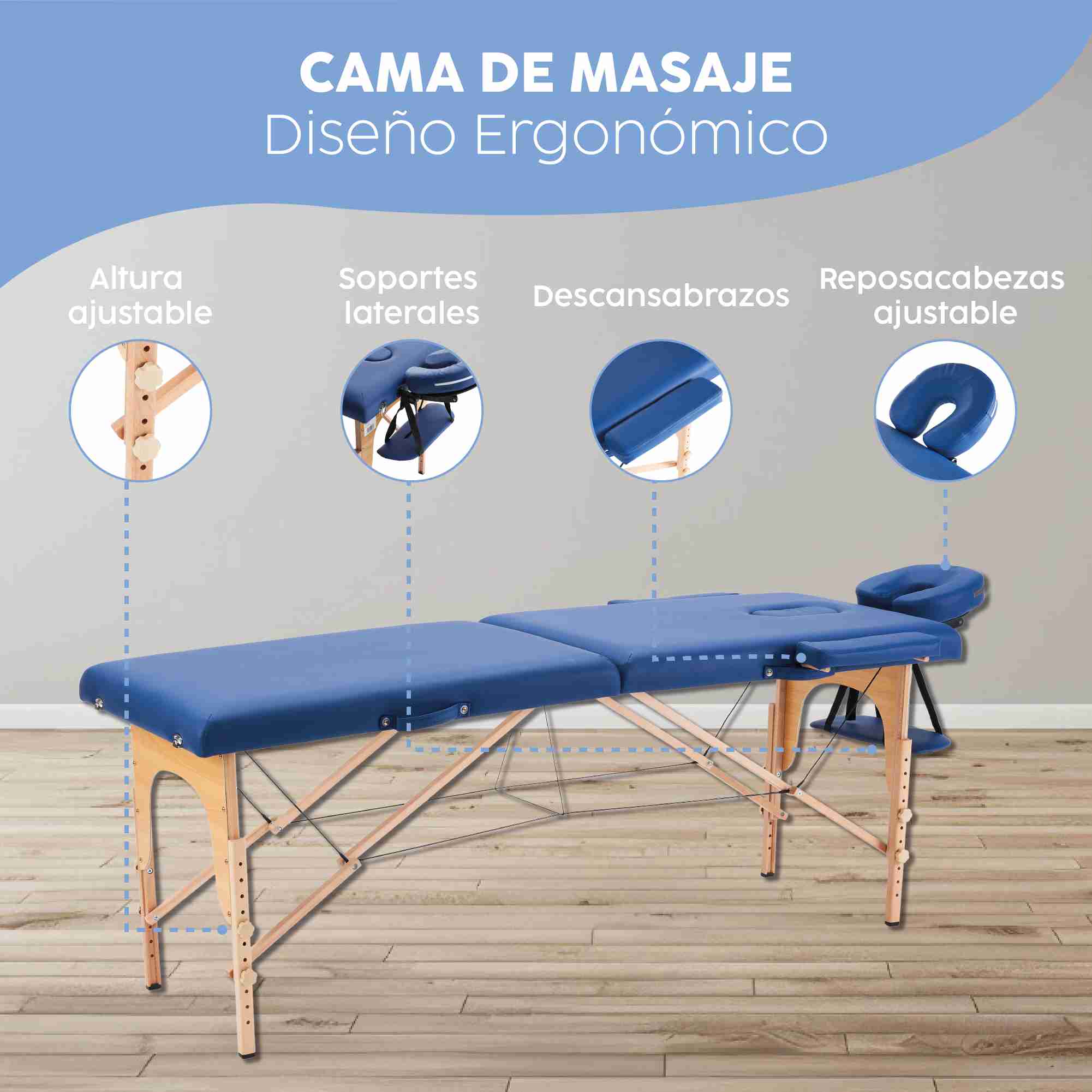 Cama Para Masajes, Spa, Tatuajes Y Terapia Física, Estuche Azul