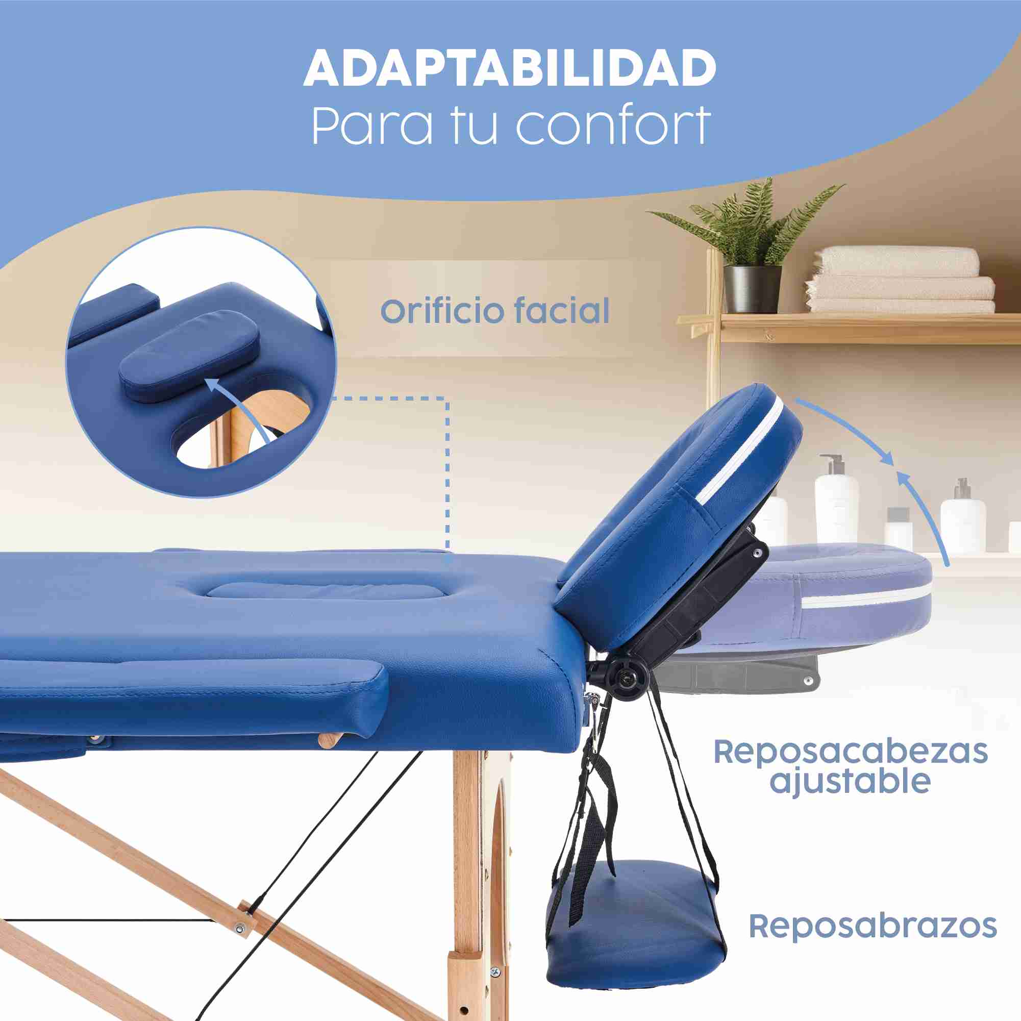 Cama Para Masajes, Spa, Tatuajes Y Terapia Física, Estuche Azul