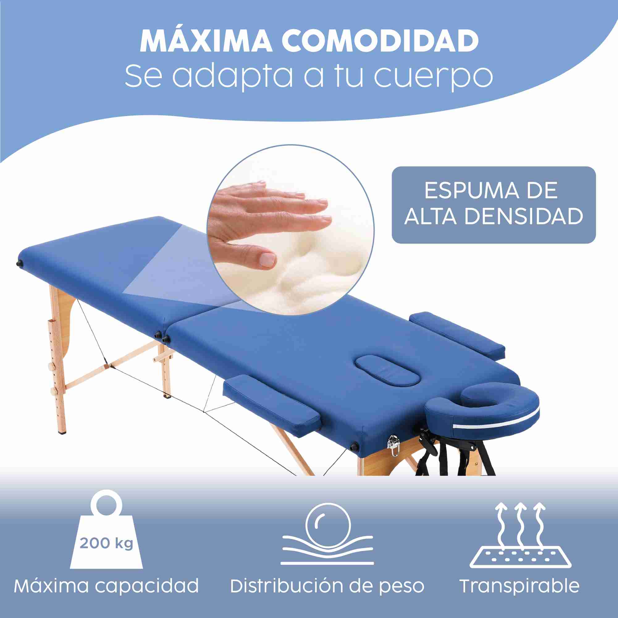 Cama Para Masajes, Spa, Tatuajes Y Terapia Física, Estuche Azul