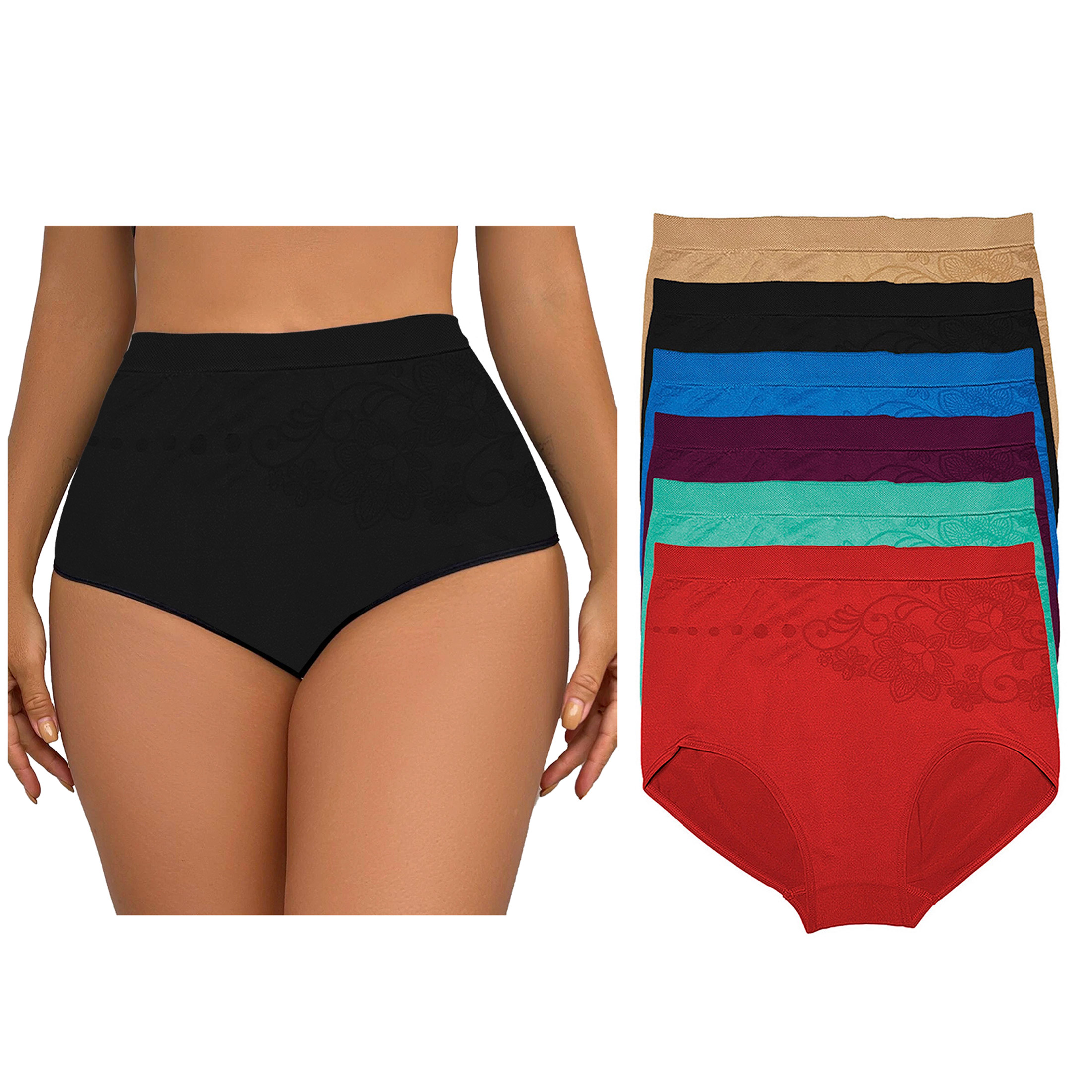6 Pantaletas a la Cintura TALLAS EXTRAS Estira Hasta 1.40 metros en Cintura, Pack con 6 Diferentes Colores