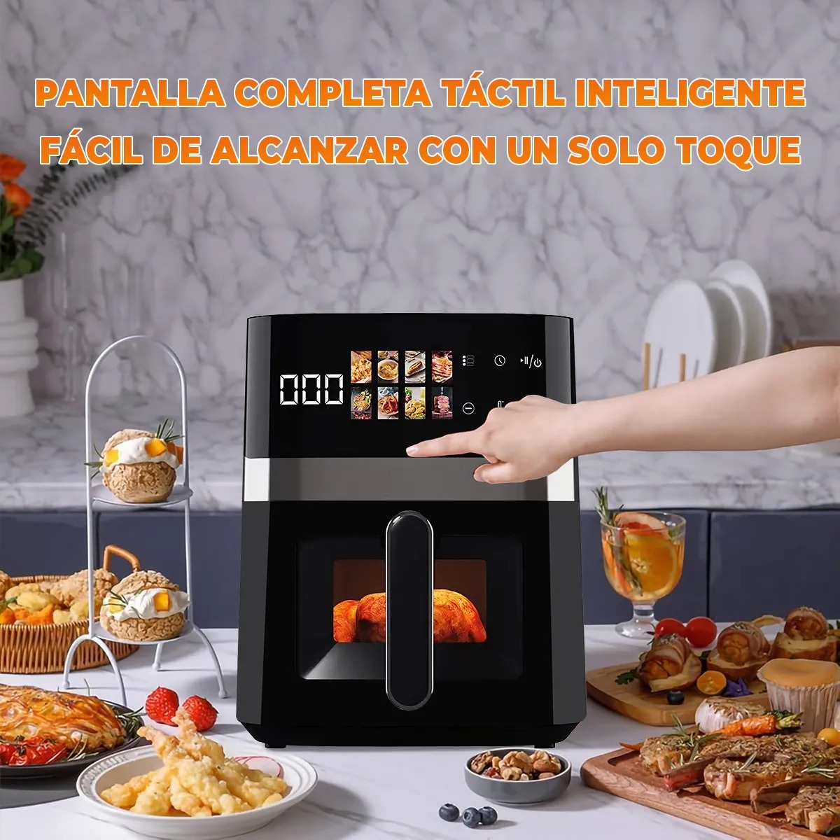 Freidora De Aire 8 En 1 Multifunción Inteligente 8l Negro