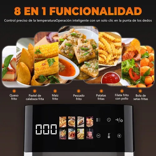 Freidora De Aire 8 En 1 Multifunción Inteligente 8l Negro
