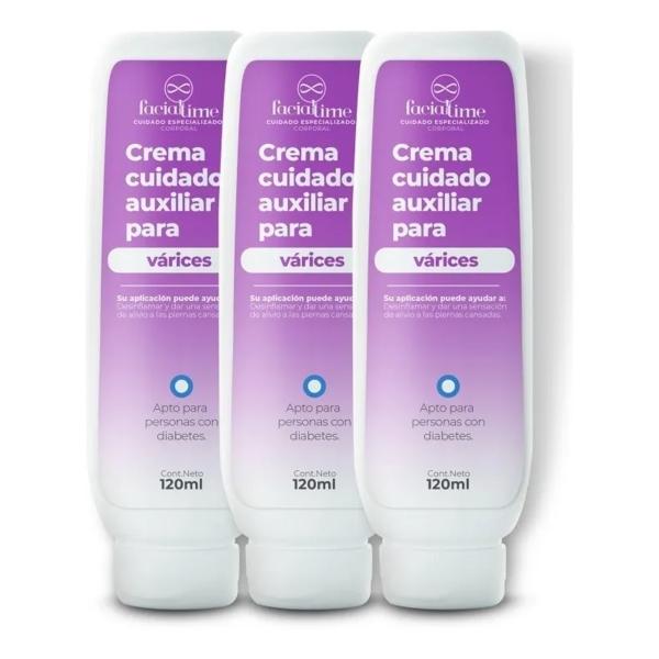 FACIALTIME crema para varices 3 pack 120ml alivio piernas cansadas y pesadas